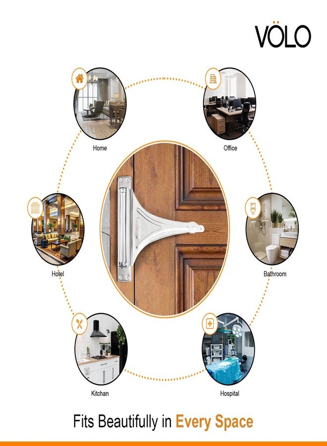 VOLO Spring Based Door Closer - Automatic Self Closing Door Closer for Wood, Aluminium & PVC Doors - Adjustable Speed, Durable All-Metal Construction | (30KG | Helical Spring | Chrome, 1 Piece) - Image 5